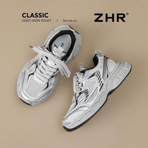 ZHR则则银色厚底老爹鞋女2025夏季网面透气运动鞋软底增高休闲鞋 商品图9