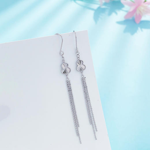 【限时8.8折】【线上铂金馆】PT950 #复古风 #CNC #招财纳福 铂金福禄双至小金珠流苏镭射葫芦耳饰耳吊耳钩（葫芦为实心）(PTES00055)预售产品下单后不退款不退货不换货不补差价) 商品图0