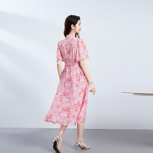 「高货kbnq」全新升级【铂金会员505/天猫679/差价174】(11519)洛诗琳轻奢桑蚕丝印花连衣裙2025夏季V领收腰气质真丝裙 商品图3