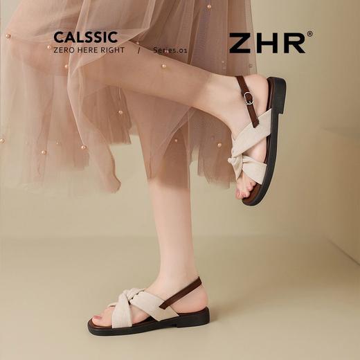 ZHR则则轻便平底凉鞋女2025夏季新款宽脚爆款拖鞋交叉带沙滩女鞋 商品图9