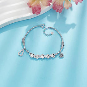 【限时8.8折】【线上铂金馆】PT950 #招财纳福 铂金空心调节福禄连连船舵葫芦吊饰碎金子间鱼鳞葫芦手链（内里为铂金链）(PTSL00073)预售产品下单后不退款不退货不换货不补差价)