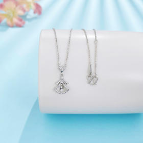 【限时8.8折】【线上铂金馆】PT950 【国际铂金协会】铂金空心镂空仿钻小裙子调节套链(BTL00342)预售产品下单后不退款不退货不换货不补差价)