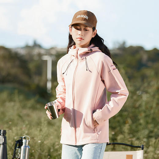 软壳冲锋衣女！秋冬季户外防风防水休闲夹克连帽爬山运动男保暖外套！ 商品图8