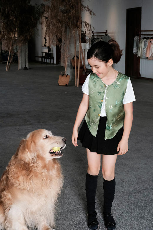 盛唐牡丹| Kids 文竹织锦缎儿童马甲[特价品] 商品图7