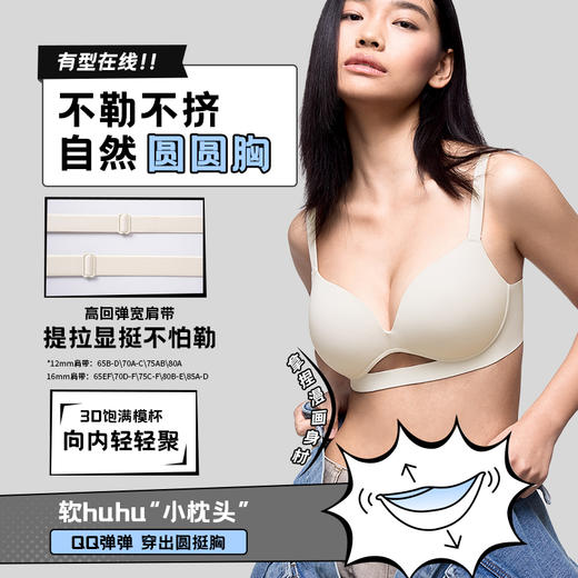 [漫画杯无钢圈]光面无痕无钢圈3/4杯聚拢小胸显大收副乳文胸 商品图2