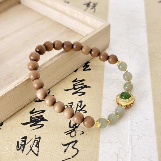 【敦煌碧檀·和田玉老山檀手串】敦煌福泽小众和田玉手串 老山檀手链新中式国风木质珠子文玩 商品图5