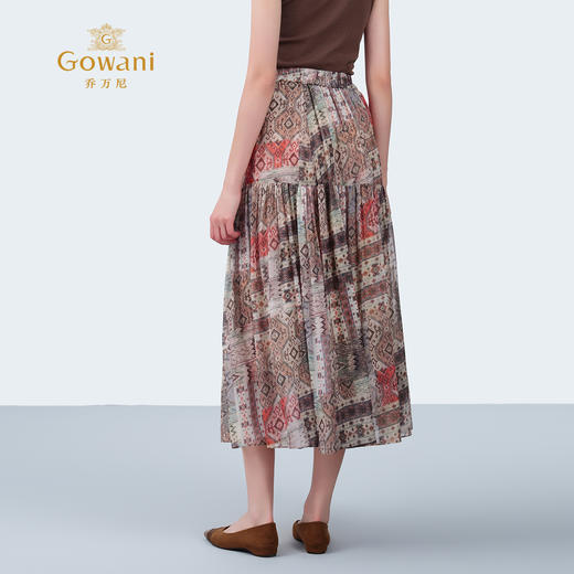 乔万尼度假风高腰设计印花A型半身裙ED2D443 商品图4