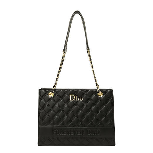 丁摩 【高品质】托特包女黑色菱格大容量百搭通勤链条手提单肩大包5ZF-5262 商品图4