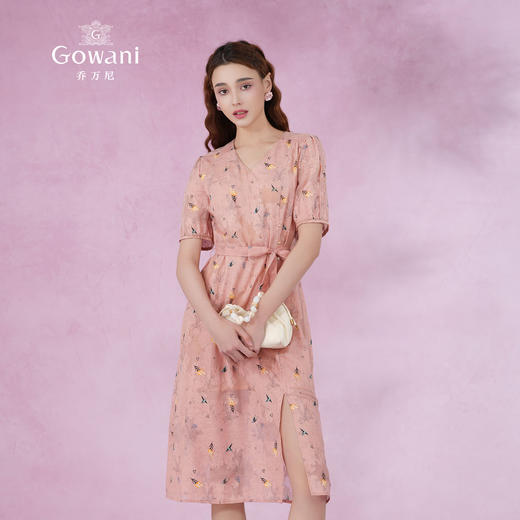 乔万尼真丝桑蚕丝连衣裙新款夏季短袖收腰显瘦裙EF2E410 商品图2