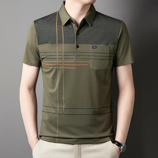 2025新款夏季中年短袖男士t恤爸爸夏装真口袋衣服透气polo衫 商品图2