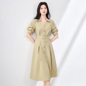 「高货wl」全新升级【铂金会员321/天猫429/差价108】(00813)洛诗琳高货气质衬衫连衣裙2025通勤职业显瘦收腰翻领长裙