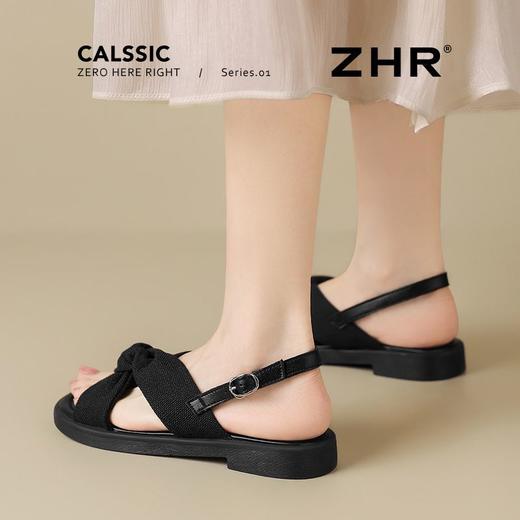 ZHR则则轻便平底凉鞋女2025夏季新款宽脚爆款拖鞋交叉带沙滩女鞋 商品图8