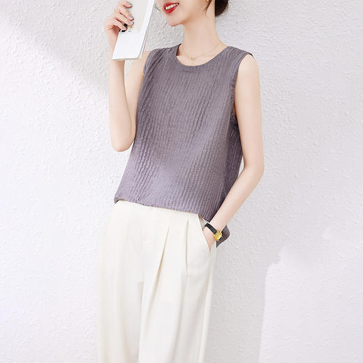 丁摩 高端无袖真丝上衣桑蚕丝背心2818 商品图3