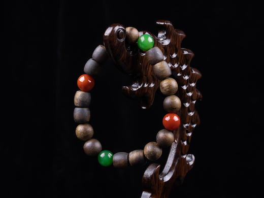 XY0351沉香+碧玉南红四季平安手串 商品图8