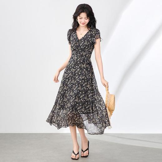 「高货wl」全新升级【铂金会员293/天猫399/差价106】(01146)洛诗琳法式浪漫复古印花连衣裙2025显瘦V领收腰大摆碎花裙wl01146 商品图0