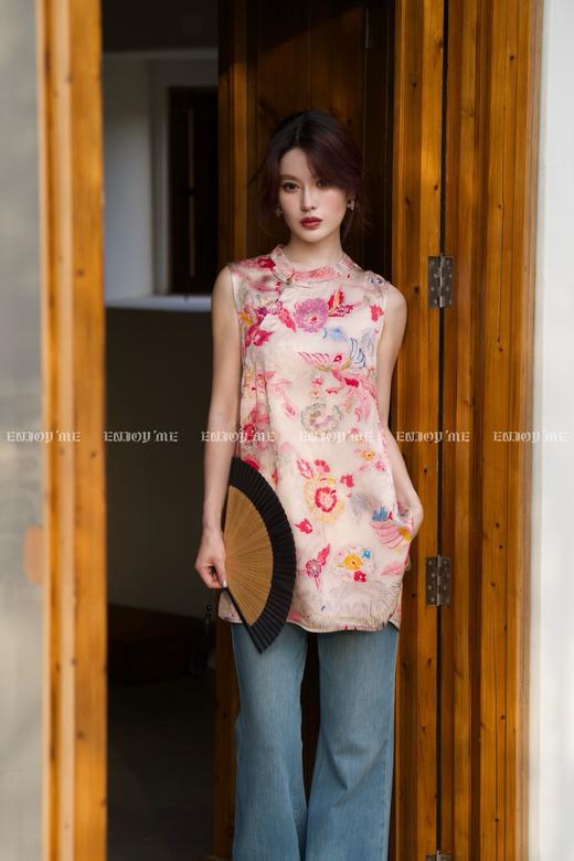【门店同款】ENJOY夏季云敛-“鸾衿折桂”花尽染短款旗袍 162793779 商品图0
