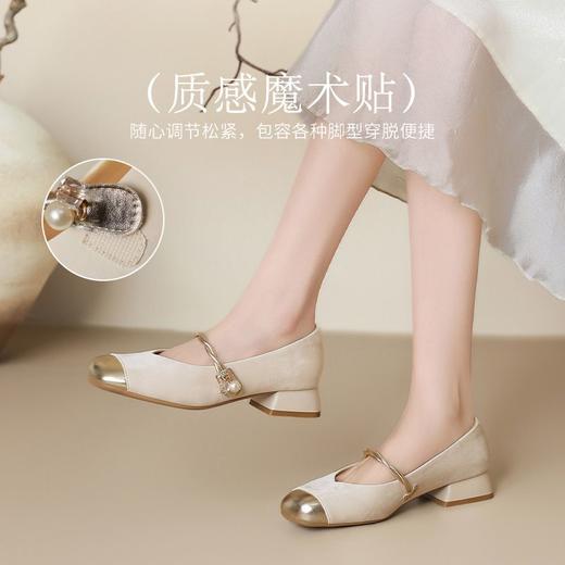 ZHR则则新中式玛丽珍鞋2025新款粗跟魔术贴气质单鞋时尚百搭女鞋 商品图5