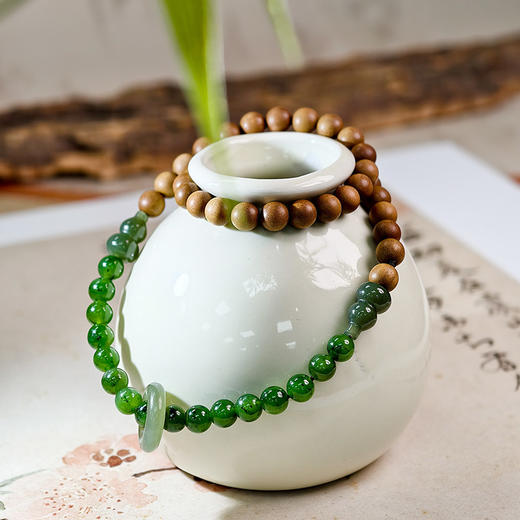 易祈吉祥五行补木系列老山檀香手链和田玉饰品送礼手串礼物 商品图3