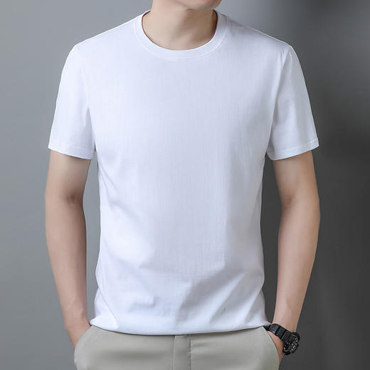夏季圆领薄款纯色短袖t恤精梳棉纯棉短袖体恤男t恤 商品图4