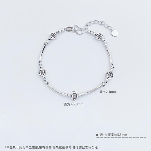 【限时8.8折】【线上铂金馆】PT950 【国际铂金协会】铂金镂空招财来财铜钱造型串珠调节手链（内里线为铂金链）(BSL00270)预售产品下单后不退款不退货不换货不补差价) 商品图3