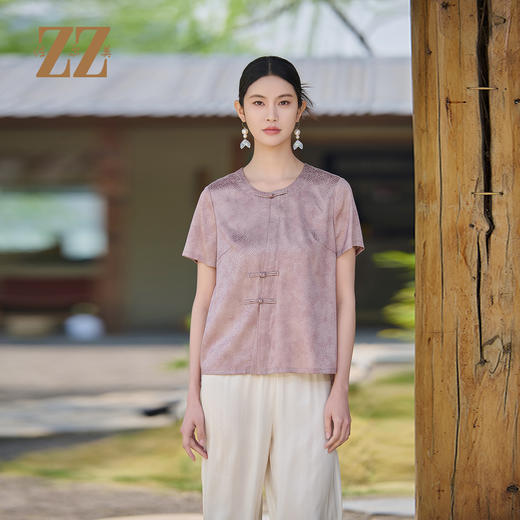 佐尔美气质优雅新中式国风桑蚕丝连衣裙女M52CS27 商品图0