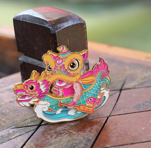 飙好运·佛山摩打手可旋转龙舟造型金属冰箱贴 功夫喜狮文创 商品图2