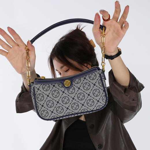 【预售3天】包包女新款潮2025复古老花腋下包高级感法棍包小众女士链条单肩包L6072 商品图5