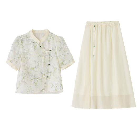 新中式国风半身裙套装2025夏季新款流苏碎花短袖上衣裙子两件套YWY8938 商品图4