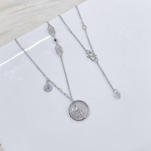 【限时8.8折】【线上铂金馆】PT950 #招财纳福 铂金实心AB调节招财圆满福字如意招财黄财神套链(PTTL00076-2)预售产品下单后不退款不退货不换货不补差价) 商品图3