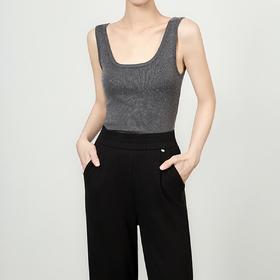 「高货wl」全新升级【铂金会员146/天猫199/差价53】(13447)洛诗琳16针密织兰精天丝烫钻坑条针织无袖修身打底上衣