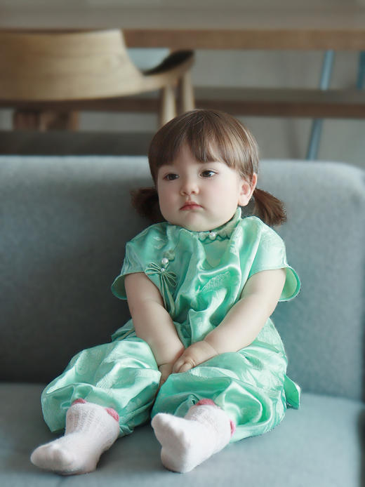 盛唐牡丹| Kids 新中式艾绿色儿童套装[特价品] 商品图0