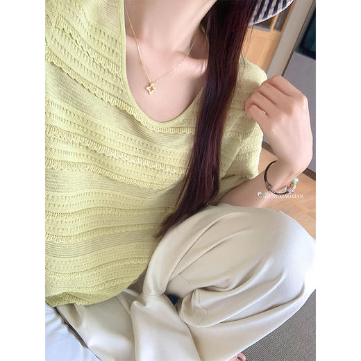 <曾小咸推荐>韩系宽松休闲镂空针织短袖T恤 商品图0