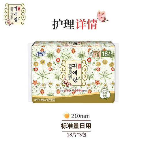 贵艾朗LG原贵爱娘韩国进口亲肤透气舒柔贴身日用卫生巾加长姨妈巾21/25/29cm 18片*3包 商品图0