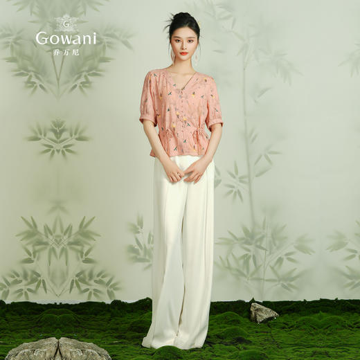 乔万尼真丝衬衫女新款夏季桑蚕丝短袖上衣收腰减龄EF2C411 商品图3