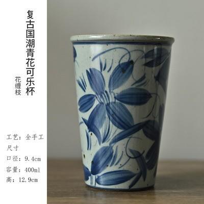 「景德镇釉下青花福乐超大号老陶泥粗陶可乐杯」花茶杯 五款可选单杯 商品图6