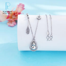 【限时8.8折】【线上铂金馆】PT950 #招财纳福 【铂金协会  精品】铂金镂空铜钱造型金币招财纳福调节项链福禄连连可转葫芦套链(BTL00332)预售产品下单后不退款不退货不换货不补差价)