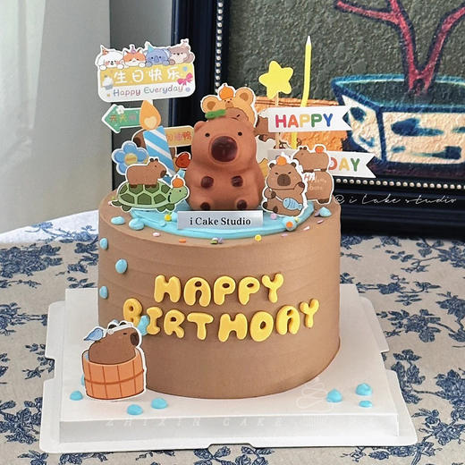 【卡皮巴拉】爱洗澡的卡皮巴拉-水果夹心蛋糕 商品图0