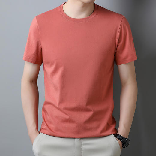 夏季圆领薄款纯色短袖t恤精梳棉纯棉短袖体恤男t恤 商品图2