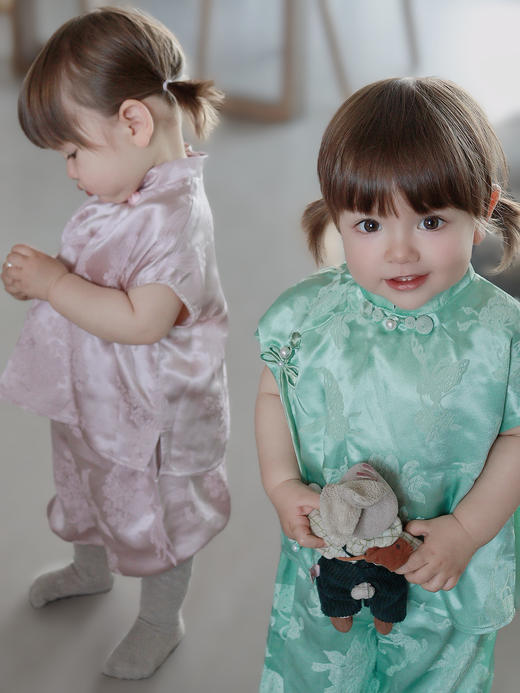 盛唐牡丹| Kids 新中式艾绿色儿童套装[特价品] 商品图1