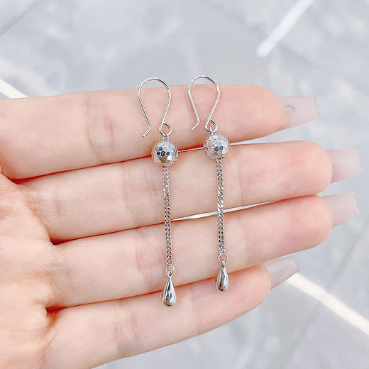 【限时8.8折】【线上铂金馆】PT950 #CNC 铂金空心水滴流苏鱼鳞金珠耳饰耳吊耳钩(PTES00071)预售产品下单后不退款不退货不换货不补差价) 商品图2