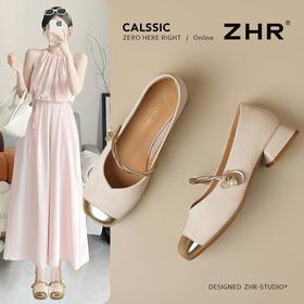ZHR则则新中式玛丽珍鞋2025新款粗跟魔术贴气质单鞋时尚百搭女鞋