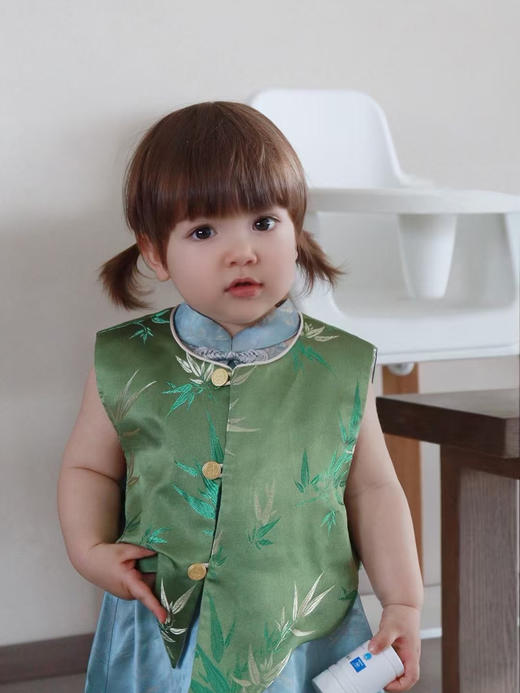 盛唐牡丹| Kids 文竹织锦缎儿童马甲[特价品] 商品图0