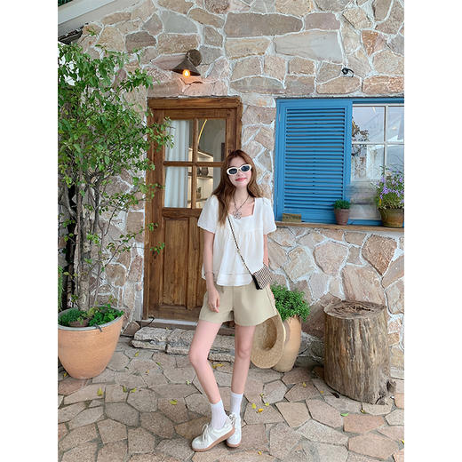 <曾小咸推荐>现货秒杀！微信超特价！韩系减龄方领娃娃衫短袖衬衫 日常139.99 立减70 秒杀69.99！ 商品图2