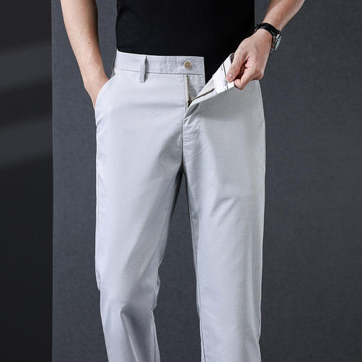 红览 天丝亚麻高端休闲裤男直筒宽松夏季薄款长裤1020B 商品图2
