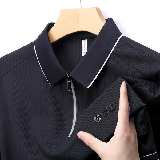 夏季新款全身无痕半拉链polo衫冰丝男士短袖POLO衫 商品图1