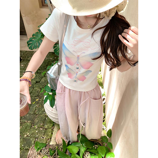 【110元任选2件】最后一波现货！彩色蝴蝶印花修身短袖 商品图4