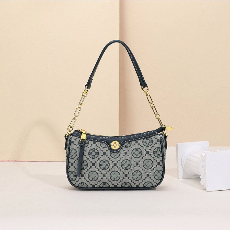 【预售3天】包包女新款潮2025复古老花腋下包高级感法棍包小众女士链条单肩包L6072