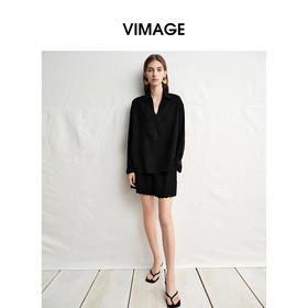 VIMAGE纬漫纪垂坠舒适醋纤宽松显瘦衬衫2025夏季新款V2313945