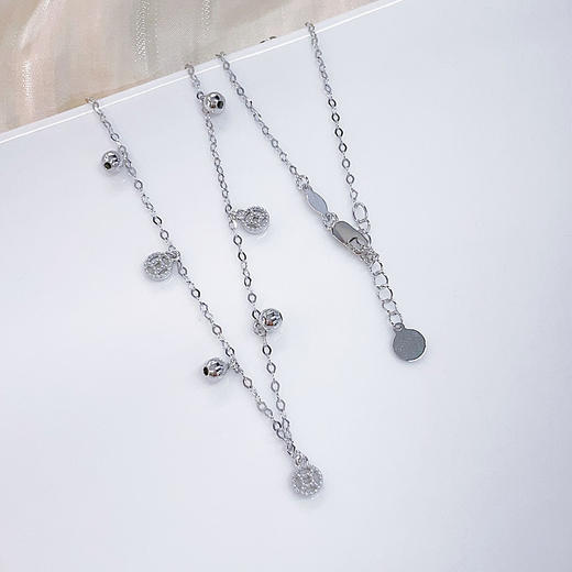 【限时8.8折】PT950 #招财纳福 铂金空心心可调节铜钱造型圆珠吊饰锁骨链套链(PTTL00159)预售产品下单后不退款不退货不换货不补差价)预售产品下单后不退款不退货不换货不补差价 商品图0