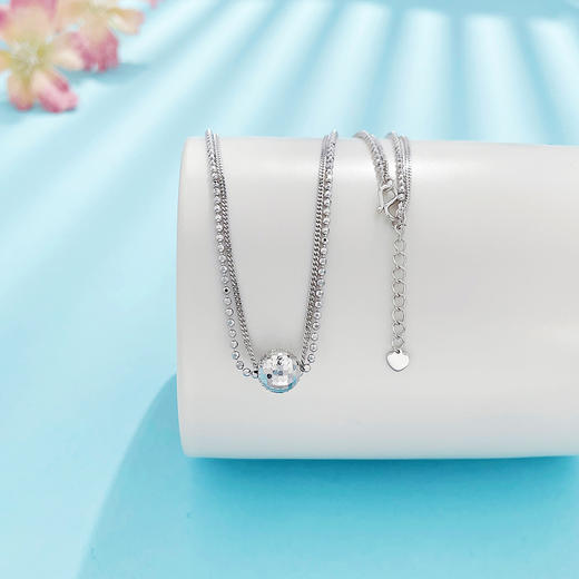 【限时8.8折】【线上铂金馆】PT950 铂金空心可调节爆闪鱼鳞闪耀圆珠双层AB链套链(PTTL00014)预售产品下单后不退款不退货不换货不补差价) 商品图0